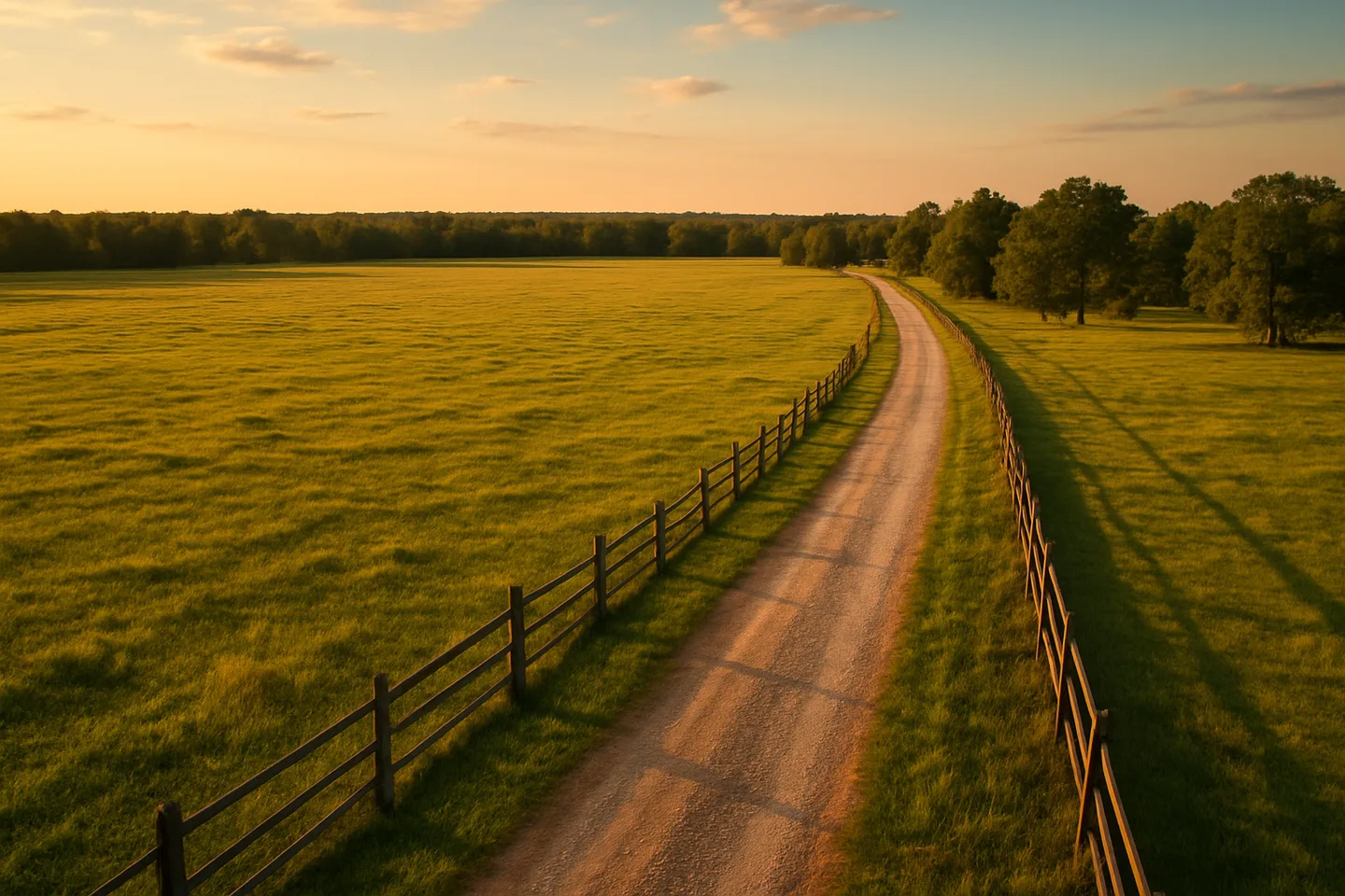 Rural acreage with open grassland and conifer forest in DeSoto County, Mississippi