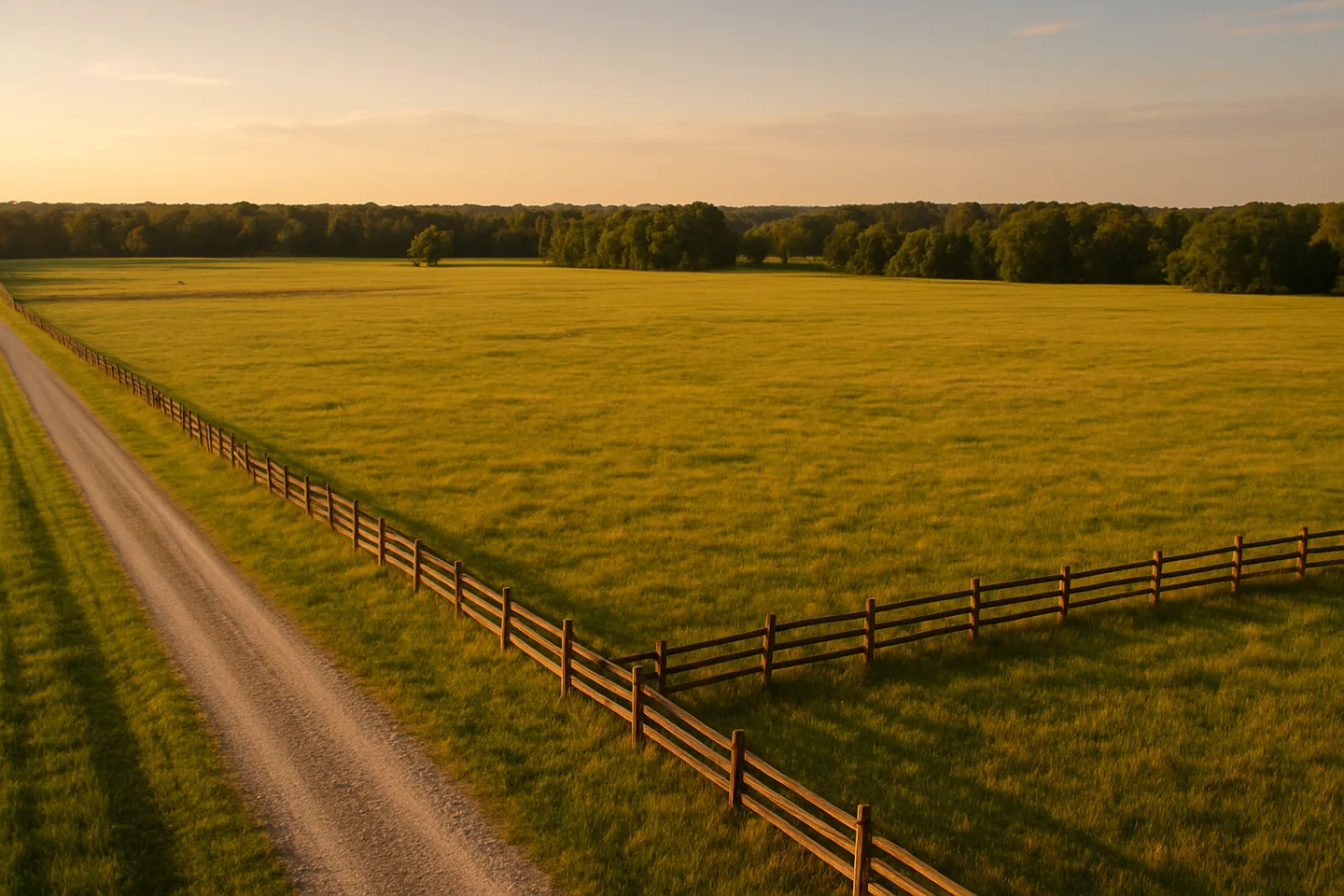 Rural acreage with open grassland and conifer forest in Jackson County, Mississippi