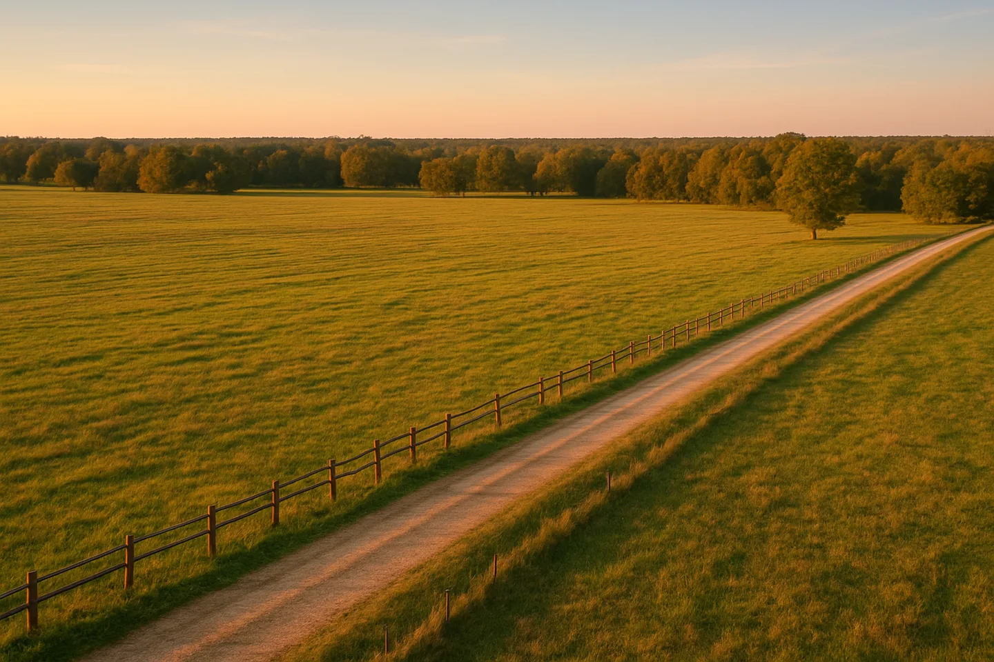 Rural acreage with open grassland and conifer forest in Lee County, Mississippi