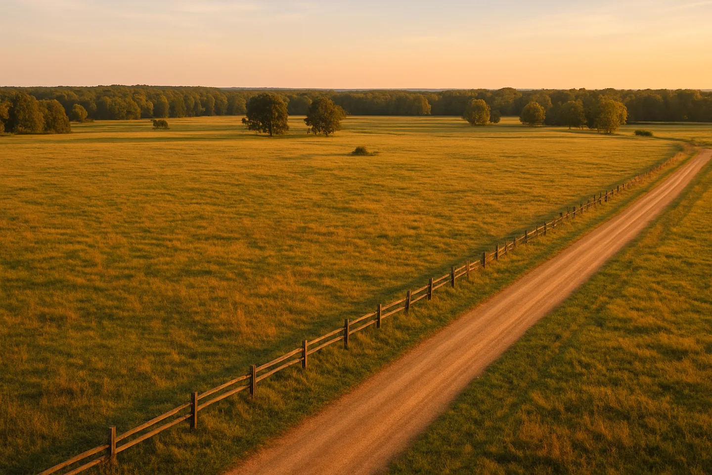 Rural acreage with open grassland and conifer forest in Madison County, Mississippi