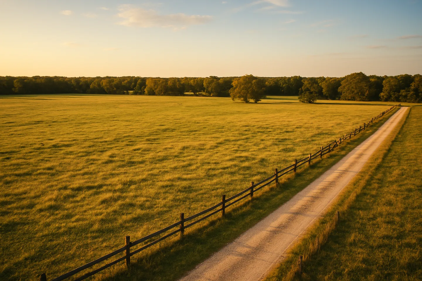 Rural acreage with open grassland and conifer forest in Madison, Mississippi